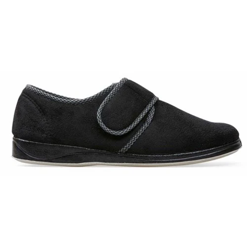 Padders Men’s Wide Fit Velcro Slippers – Harry – Black
