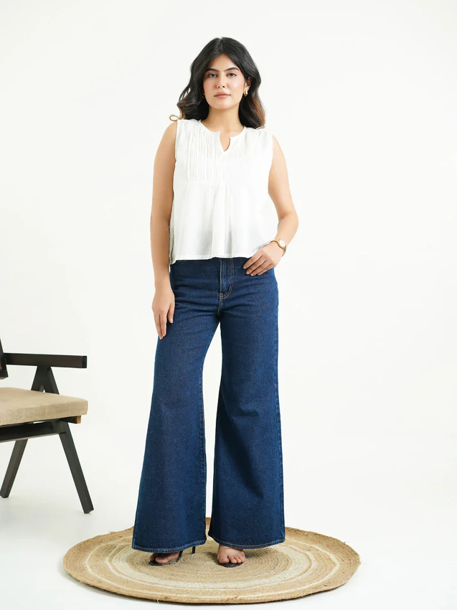 Solid Cotton Sleeveless Breezy Top White